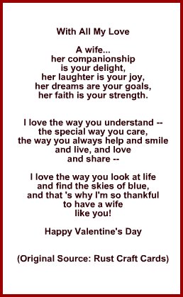 Idea for Poem for Wife on Valentine's Day