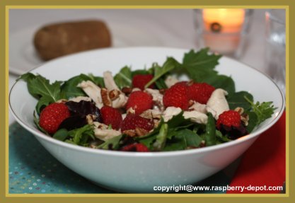 Green Salad with Chicken and Fresh Raspberries