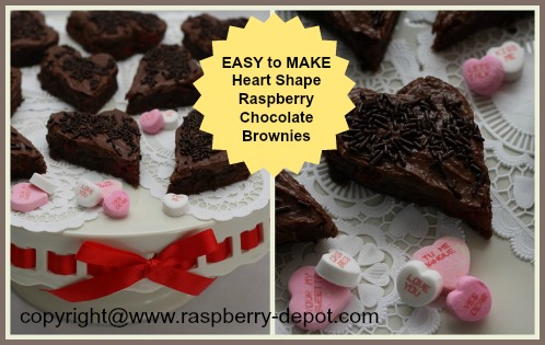 Valentine Brownies, Homemade Chocolate Raspberry Heart Shape Brownies Recipe