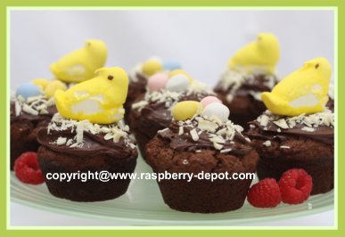 Recipe using Peeps for Easter - Chocolate Raspberry Muffins