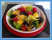 Raspberry Salad recipe with Lettuce and Peaches and Blackberries