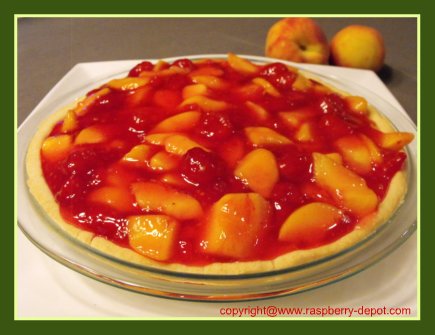 Fresh Peach Raspberry Pie with Shortbreal Like Crust and No-Bake Fruit Pie