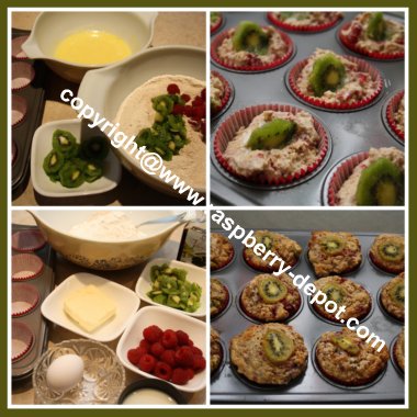 Collage of Pictures Showing How to Make Kiwi Muffins