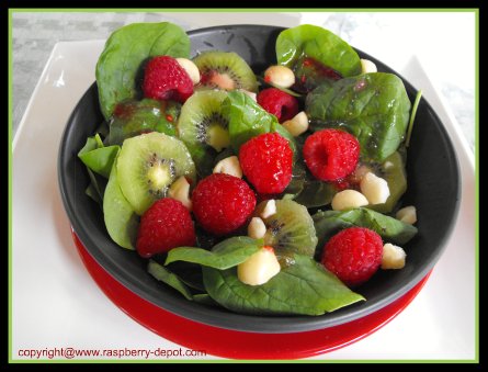 Raspberry Spinach Salad Recipe Including Kiwi