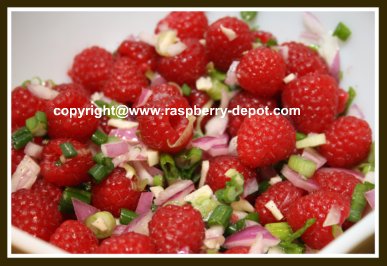 Homemade Relish for Hot Dogs, Sausages, Meats made with Fresh raspberry fruit