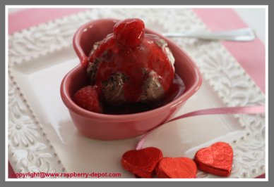 Homemade Raspberry Sauce Topping on Ice Cream