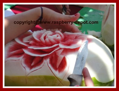 Sculpturing Watermelon into a flower