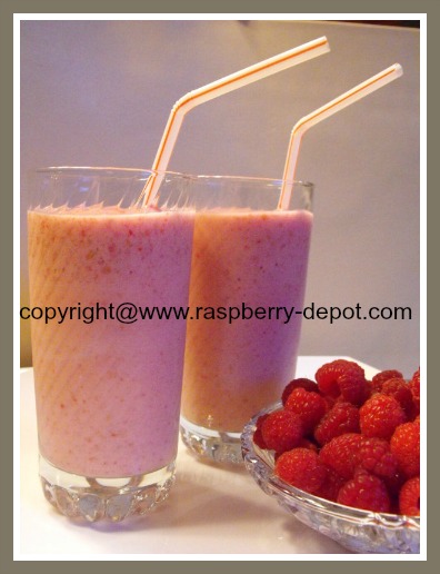 Homemade Raspberry Smoothies made with raspberries, milk, yogurt