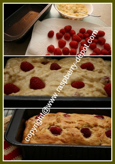 Collage of Pictures Showing the Making of Raspberry Banana Loaf Recipe