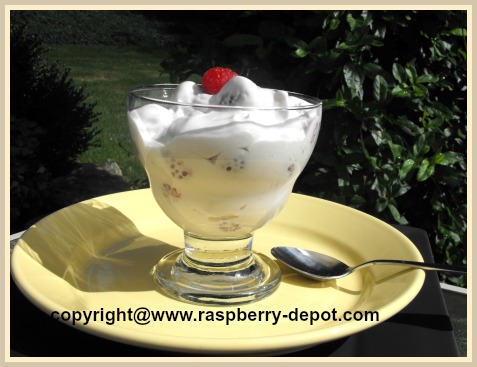 Easy Recipe Fresh Raspberries for Dessert with Cream and Yogurt