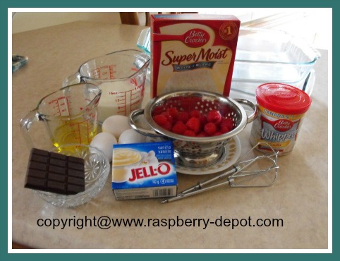 Ingredients for a Raspberry Cake Using Purchased Cake Mix
