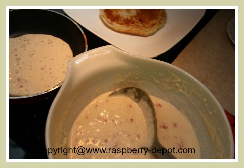 Making Pancakes with Raspberries