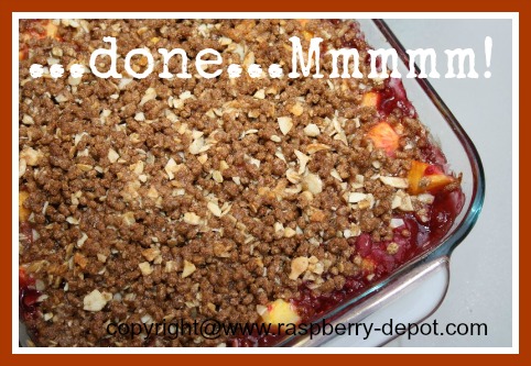 Peach Raspber Crisp with All-Bran Cereal topping Peach Raspber Crisp with All-Bran Cereal topping