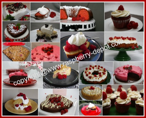 Picture Collage of Raspberry Cakes