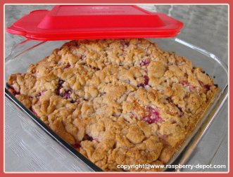Raspberry Dessert Idea Raspberry Buckle in a  8" x 8" dish