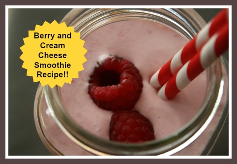 A Raspberry Cheesecake Smoothie made with Cream Cheese