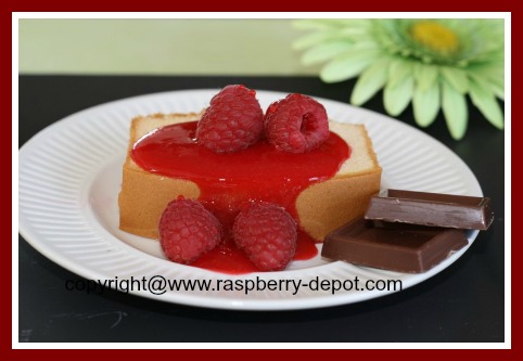 Homemade Raspberry Syrup on Pudding