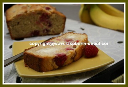Fresh Banana Bread with Raspberries Homemade Recipe